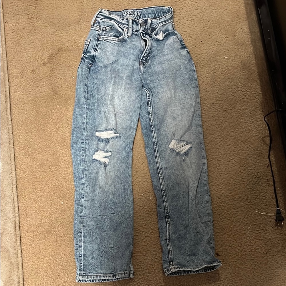 Arizona Jean Company Blue High Rise Distressed Jeans